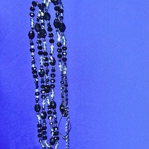 Premium Quality Craftsmanship in this Stunning Black/Blue Beaded 32” Necklace